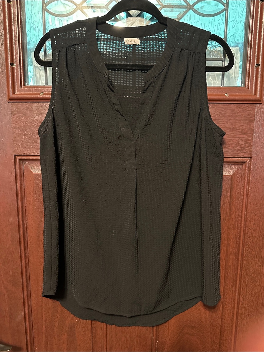 Antilia Femme Black Sleeveless V-Neck Textured Tank